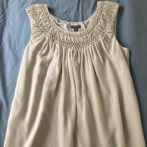 J.Jill silk pearl grey smocked top